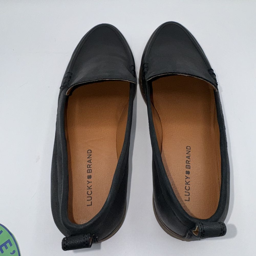 Lucky Brand Black Leather Slip-On Loafers - Picture 12 of 12